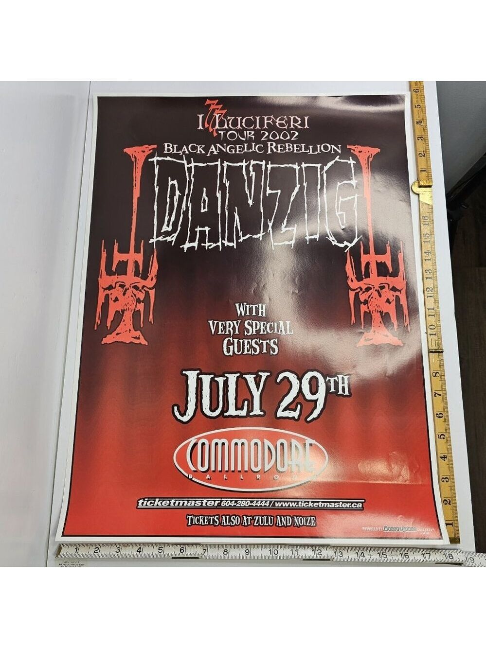 Danzig 2002 Tour Poster Commodore Ballroom July 29 Vancouver Canada Music Art